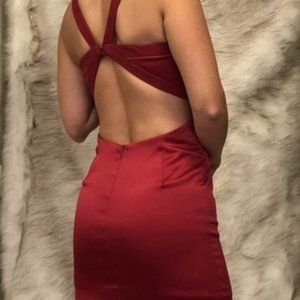 Customized cherry red cocktail dress
